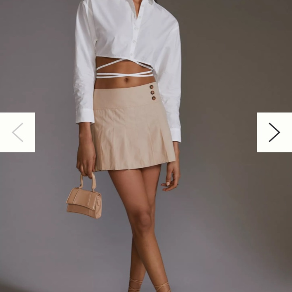 NWT Anthropologie Pleated Mini Skirt Khaki